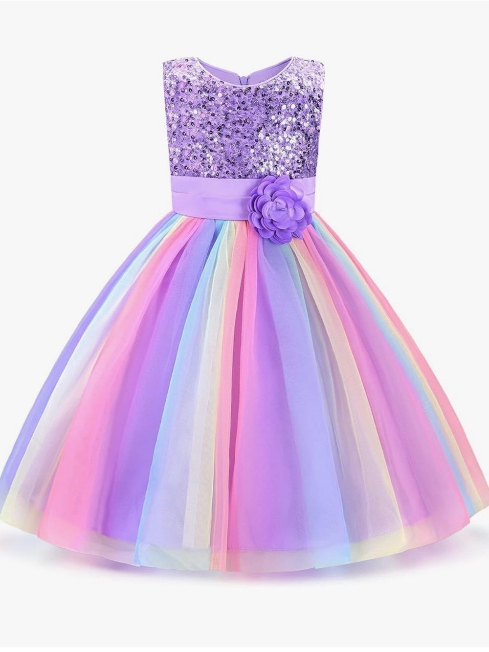 Girls rainbow sequin tulle dress size 160 (age 8-9) medium